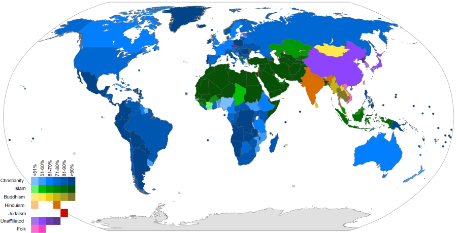 Prevalent religions - world